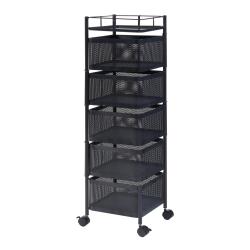 Chariot de service desserte cuisine salon meuble de rangement &agrave; 5 niveaux 95 x 27 x 27 cm acier noi
