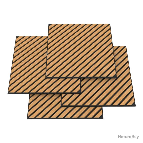 Lot de 12 panneaux acoustiques � lamelles en diagonale 4,32 m� effet ch�ne fonc� 03_0009570