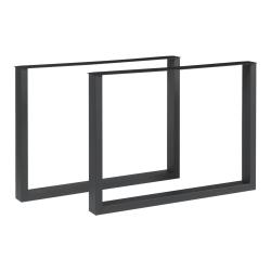 Lot de 2 pieds de table meuble moderne design original 72 x 100 cm acier noir 03_0009680