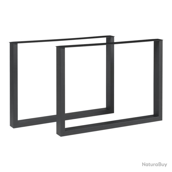 Lot de 2 pieds de table meuble moderne design original 72 x 100 cm acier noir 03_0009680