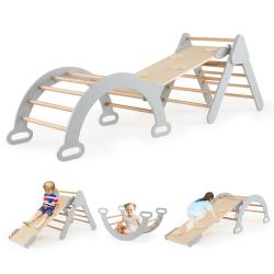Lot de 3 jeux d'escalade en triangle 75 x 55 x 64 cm avec rampe r&eacute;versible et soutien au d&eacute;veloppem