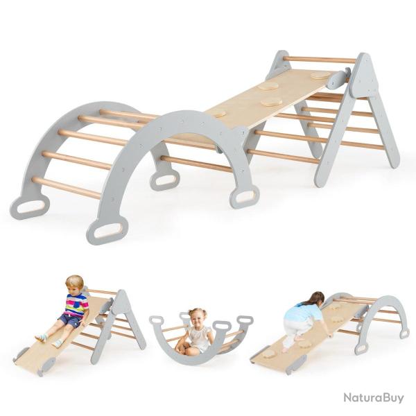 Lot de 3 jeux d'escalade en triangle 75 x 55 x 64 cm avec rampe r�versible et soutien au d�veloppem