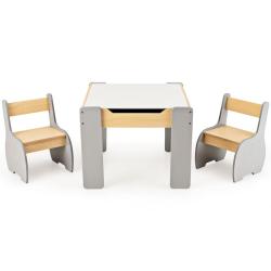 Ensemble table et 2 chaises 3 en 1 pour enfants 63,5 x 61,5 x 48 cm espace de rangement s&eacute;curis&eacute; de