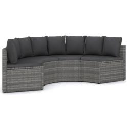 Salon de jardin meuble d'ext&eacute;rieur ensemble de mobilier 4 pi&egrave;ces avec coussins r&eacute;sine tress&eacute;e gris
