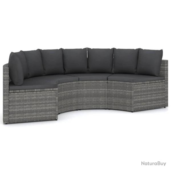 Salon de jardin meuble d'ext�rieur ensemble de mobilier 4 pi�ces avec coussins r�sine tress�e gris