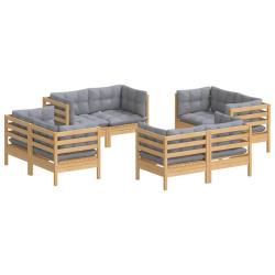 Salon de jardin meuble d'ext&eacute;rieur ensemble de mobilier 8 pi&egrave;ces avec coussins gris bois de pin 02_