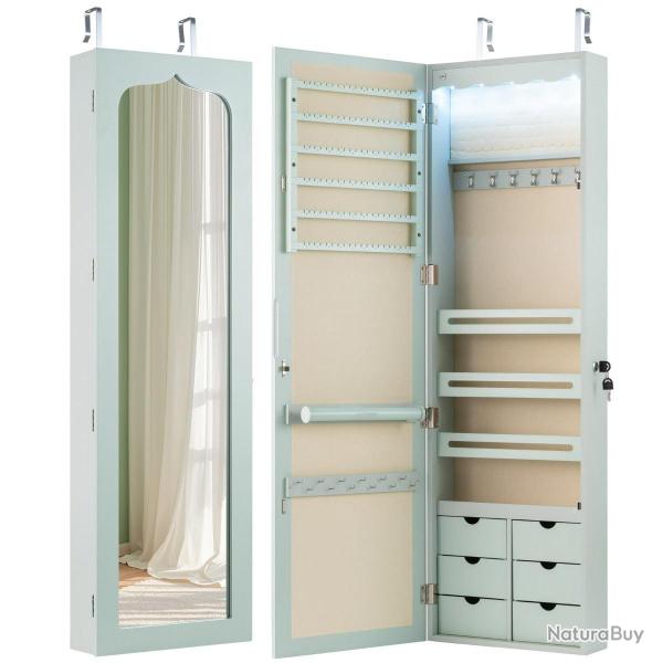 Armoire � bijoux murale 120 x 36,5 x 11,5 cm avec miroir 5 lumi�res LED automatiques stockage prati