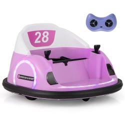 Lot de 1 auto-tamponneuse rose 66,5 x 64,5 x 39 cm avec t&eacute;l&eacute;commande et musique design pour enfants