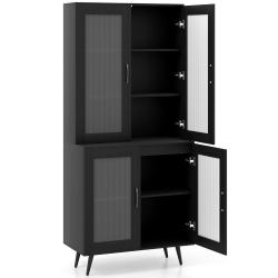 Buffet avec 4 portes transparentes 80 x 40 x 178,5 cm solution de rangement id&eacute;ale design moderne e
