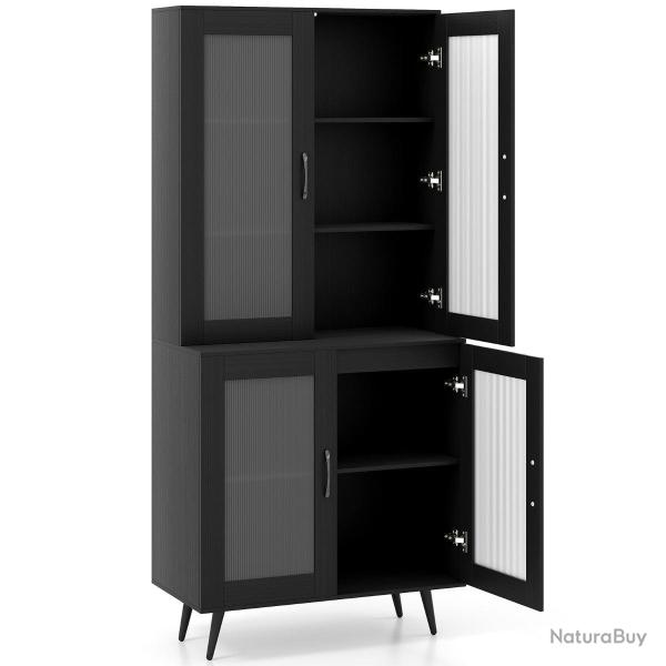 Buffet avec 4 portes transparentes 80 x 40 x 178,5 cm solution de rangement id�ale design moderne e