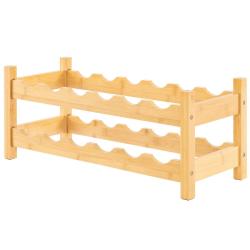 Casier &agrave; vin lot de 1 24 x 60,5 x 25 cm 12 bouteilles design inclin&eacute; ambiance chic en bambou nature