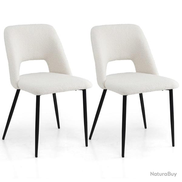 Lot de 2 chaises salle � manger 48,5 x 57 x 85 cm confort ergonomique design moderne en m�tal beige