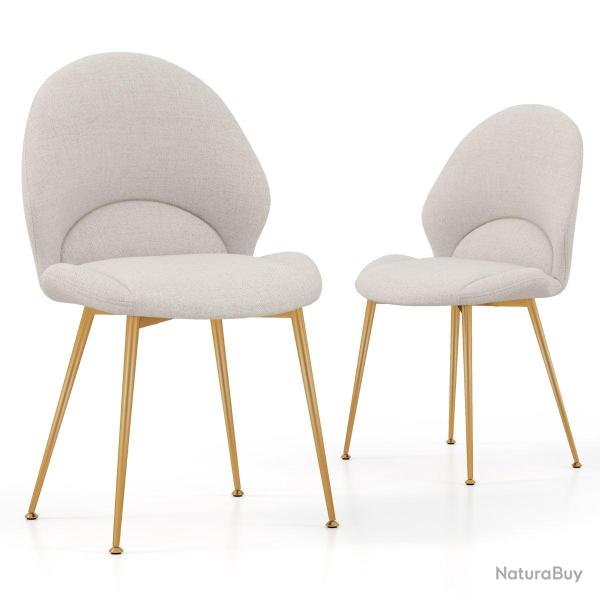 Lot de 2 chaises de salle � manger 62 x 56 x 88 cm rembourr�es confort style moderne en tissu gris