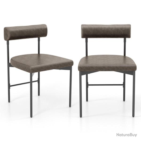 Lot de 2 chaises de salle � manger 47,5 x 46 x 74 cm dossier incurv� et rembourr� style contemporai