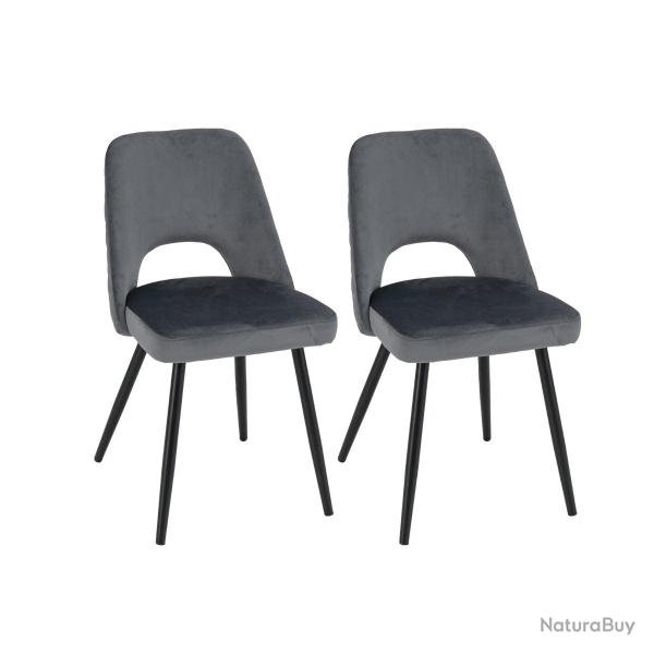 Lot de 2 chaises de salle � manger 60 x 46 x 84 cm rembourr�es confort ultime design chic en m�tal