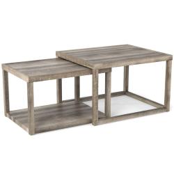 Lot de 2 tables basses gigognes rectangulaires 70 x 60 x 45 cm et 65 x 50 x 40,5 cm rangement prati