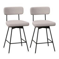 Lot de 2 tabourets de bar pivotants 47 x 51 x 90,5 cm 360&deg; de confort design scandinave en lin beig