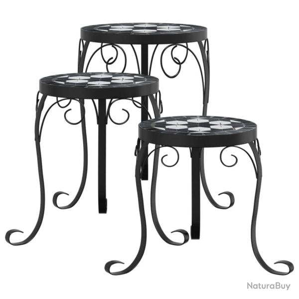 Supports pour plantes meuble fleurs 3 pcs et c�ramique noir 02_0045256