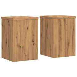 Supports pour plantes meuble fleurs lot de 2 artisanal bois d'ing&eacute;nierie marron 02_0045294