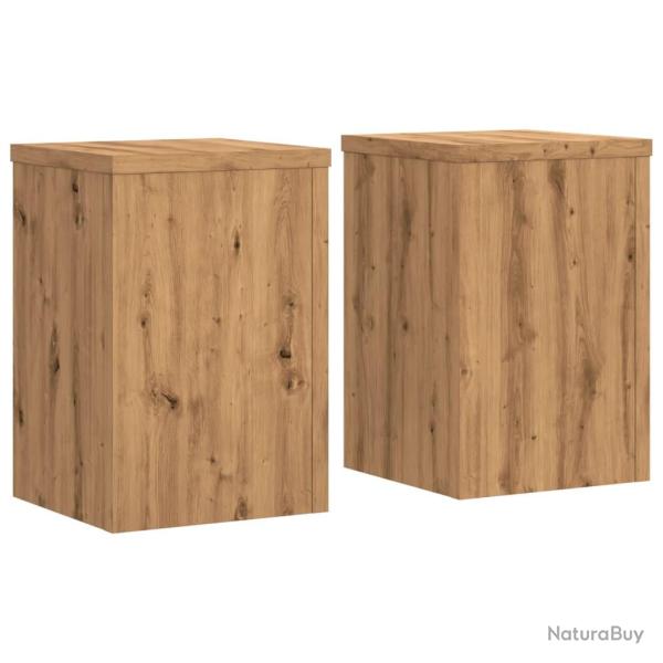Supports pour plantes meuble fleurs lot de 2 artisanal bois d'ing�nierie marron 02_0045294