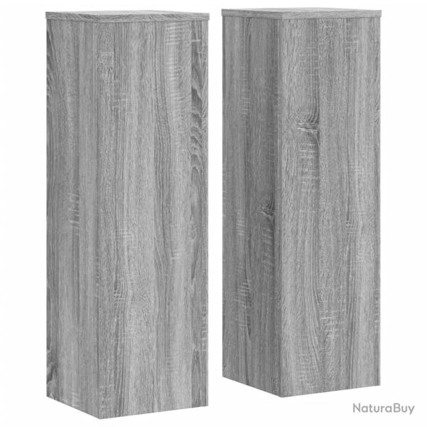 Supports pour plantes meuble fleurs lot de 2 sonoma bois d'ing�nierie gris 02_0045363