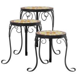 Supports pour plantes meuble fleurs 3 pcs terre cuite et c&eacute;ramique Orange 02_0045258