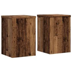 Supports pour plantes meuble fleurs lot de 2 vieux bois bois d'ing&eacute;nierie marron 02_0045376
