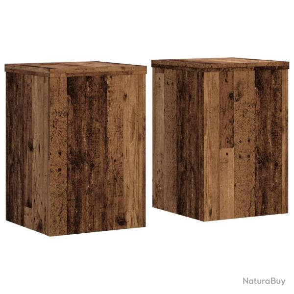 Supports pour plantes meuble fleurs lot de 2 vieux bois bois d'ing�nierie marron 02_0045376