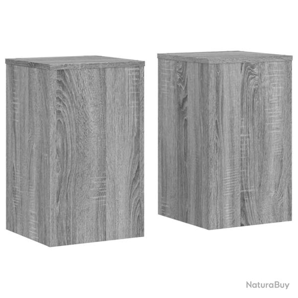 Supports pour plantes meuble fleurs lot de 2 sonoma bois d'ing�nierie gris 02_0045355
