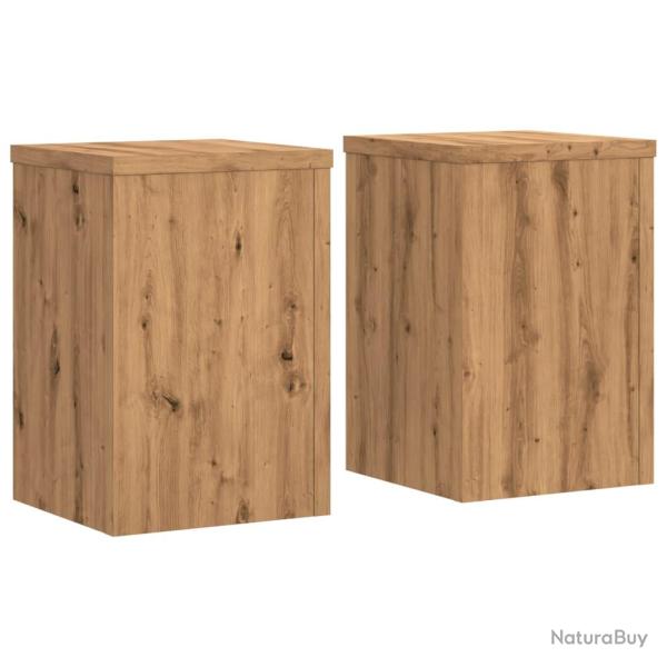 Supports pour plantes meuble fleurs lot de 2 artisanal bois d'ing�nierie marron 02_0045292