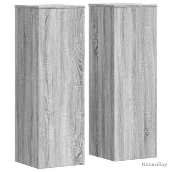Supports pour plantes meuble fleurs lot de 2 sonoma bois d'ing�nierie gris 02_0045362