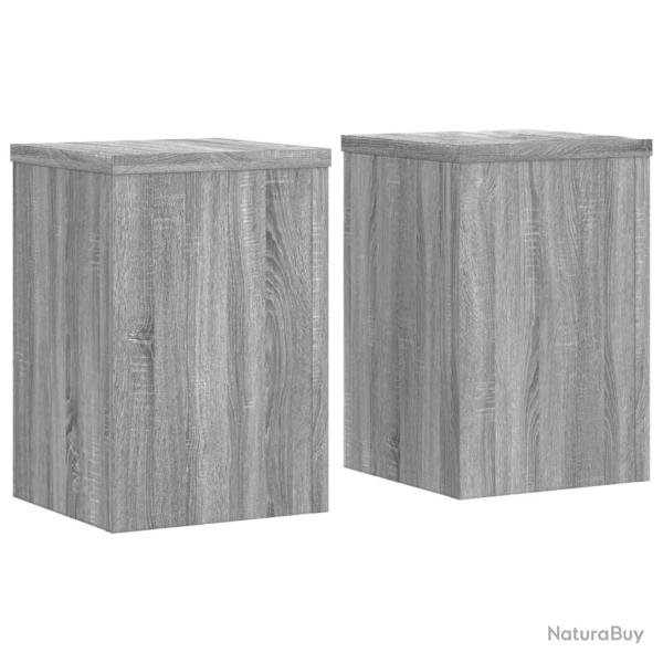 Supports pour plantes meuble fleurs lot de 2 sonoma bois d'ing�nierie gris 02_0045365