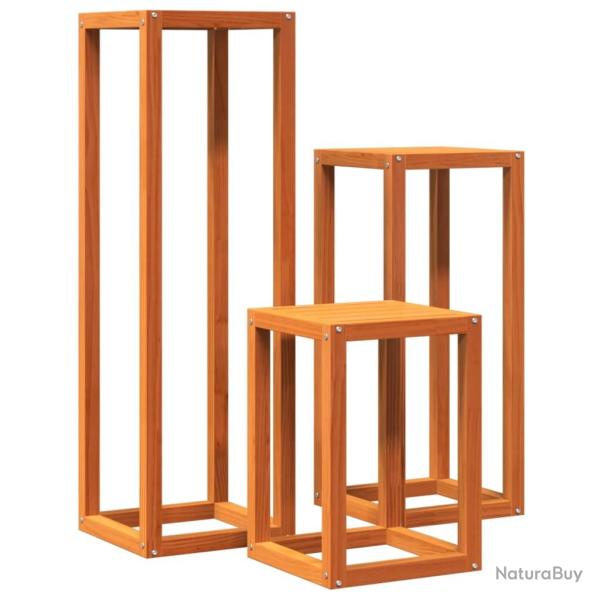 Supports pour plantes meuble fleurs 3 pcs cire bois de pin massif marron 02_0045254