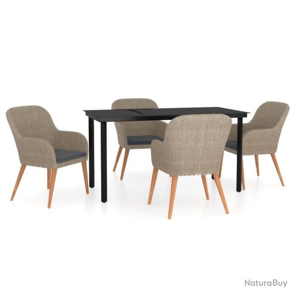 Mobilier de salle � manger de jardin et coussins 5 pi�ces marron 02_0014629