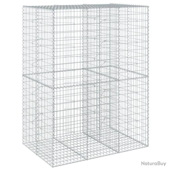 Panier gabion cl�ture cage mur de sout�nement avec couvercle 150 x 100 x 200 cm fer galvanis� Argen