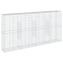 Panier gabion cl&ocirc;ture cage mur de sout&egrave;nement avec couvercle 400 x 50 x 200 cm fer galvanis&eacute; Argent