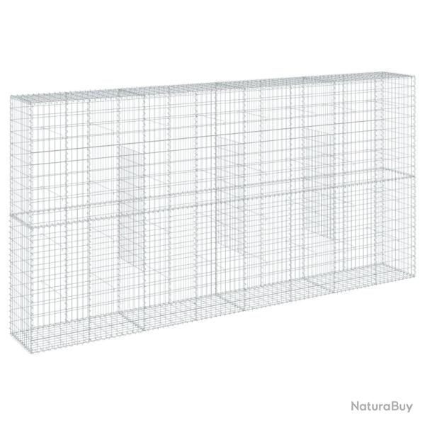 Panier gabion cl�ture cage mur de sout�nement avec couvercle 400 x 50 x 200 cm fer galvanis� Argent