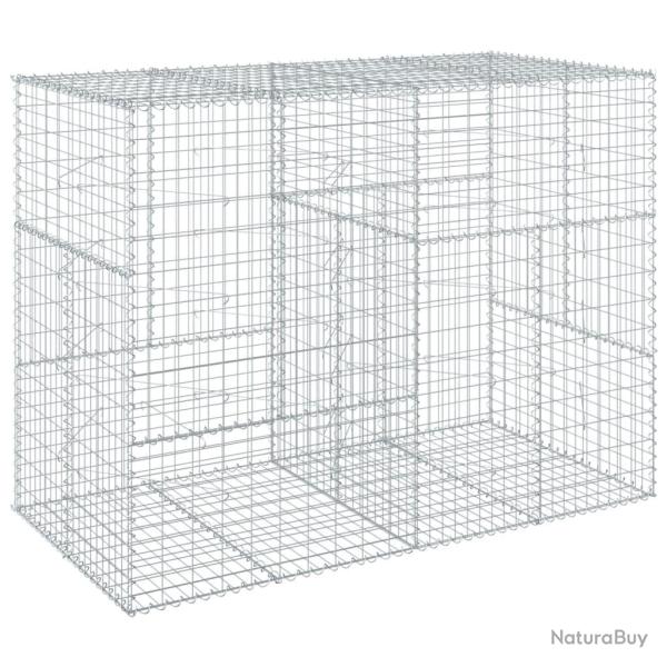 Panier gabion cl�ture cage mur de sout�nement avec couvercle 200 x 100 x 150 cm fer galvanis� Argen