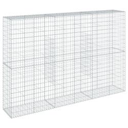 Panier gabion cl&ocirc;ture cage mur de sout&egrave;nement avec couvercle 300 x 50 x 200 cm fer galvanis&eacute; Argent