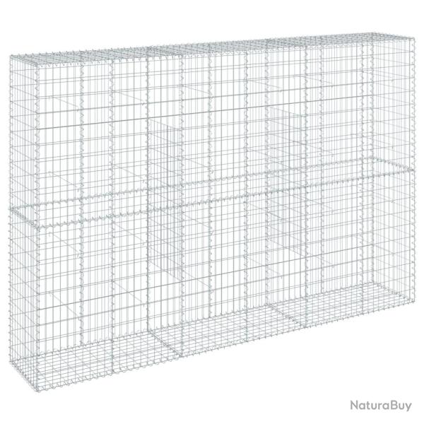 Panier gabion cl�ture cage mur de sout�nement avec couvercle 300 x 50 x 200 cm fer galvanis� Argent