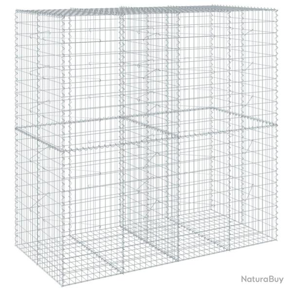 Panier gabion cl�ture cage mur de sout�nement avec couvercle 200 x 100 x 200 cm fer galvanis� Argen