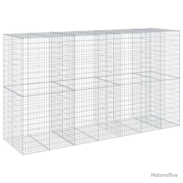 Panier gabion cl�ture cage mur de sout�nement avec couvercle 350 x 100 x 200 cm fer galvanis� Argen