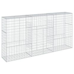 Panier gabion cl&ocirc;ture cage mur de sout&egrave;nement avec couvercle 300 x 50 x 150 cm fer galvanis&eacute; Argent
