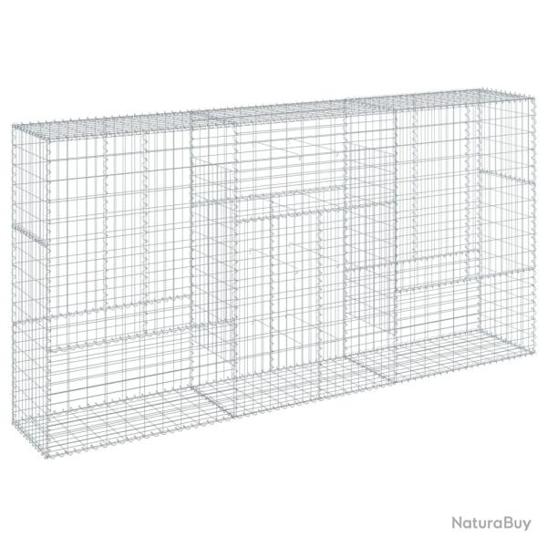 Panier gabion cl�ture cage mur de sout�nement avec couvercle 300 x 50 x 150 cm fer galvanis� Argent