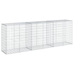 Panier gabion cl&ocirc;ture cage mur de sout&egrave;nement avec couvercle 300 x 50 x 100 cm fer galvanis&eacute; Argent