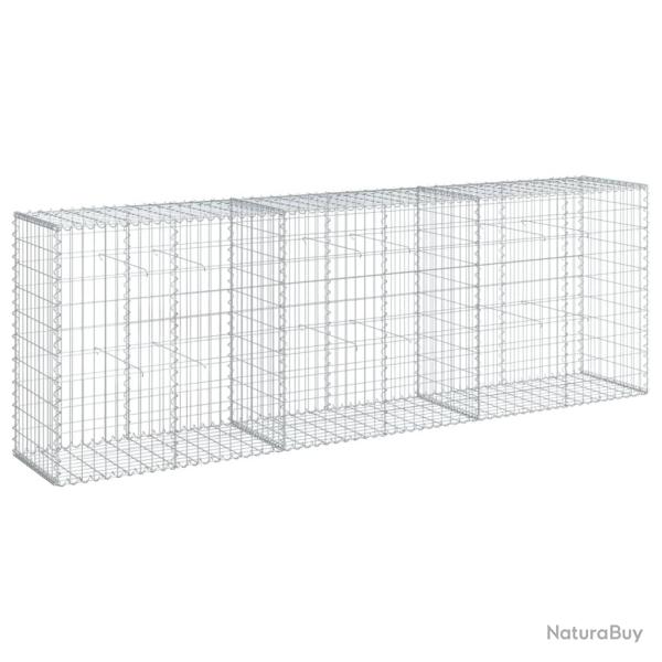 Panier gabion cl�ture cage mur de sout�nement avec couvercle 300 x 50 x 100 cm fer galvanis� Argent