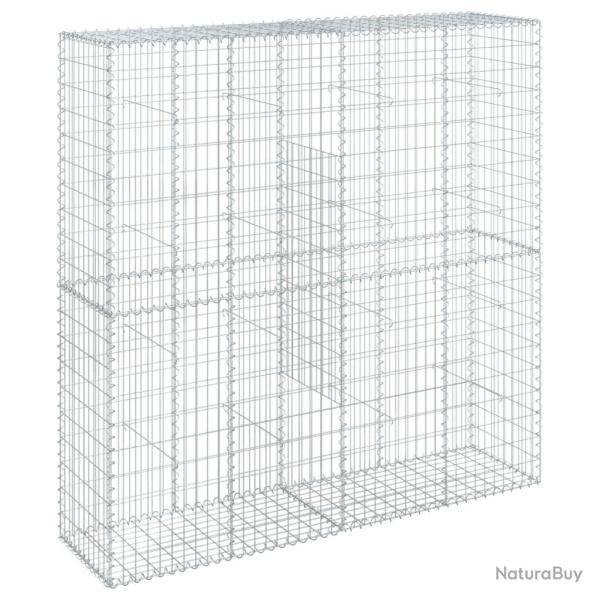 Panier gabion cl�ture cage mur de sout�nement avec couvercle 200 x 50 x 200 cm fer galvanis� Argent