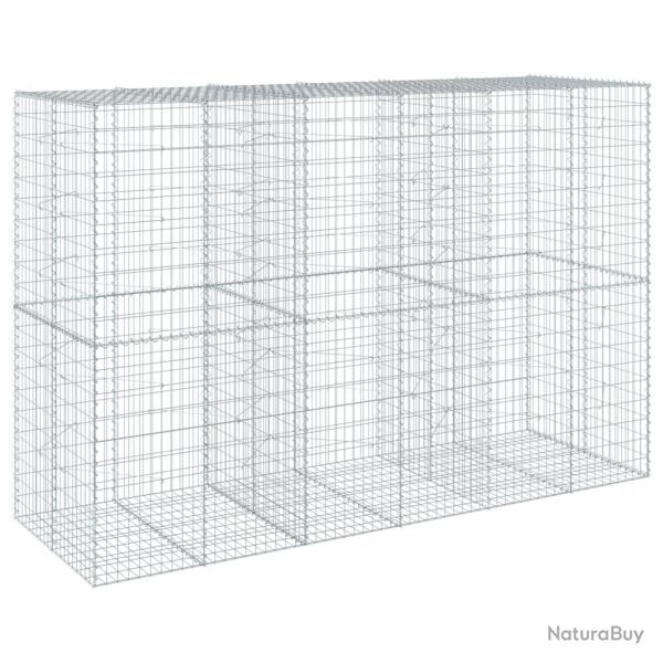 Panier gabion cl�ture cage mur de sout�nement avec couvercle 300 x 100 x 200 cm fer galvanis� Argen