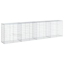 Panier gabion cl&ocirc;ture cage mur de sout&egrave;nement avec couvercle 400 x 50 x 100 cm fer galvanis&eacute; Argent