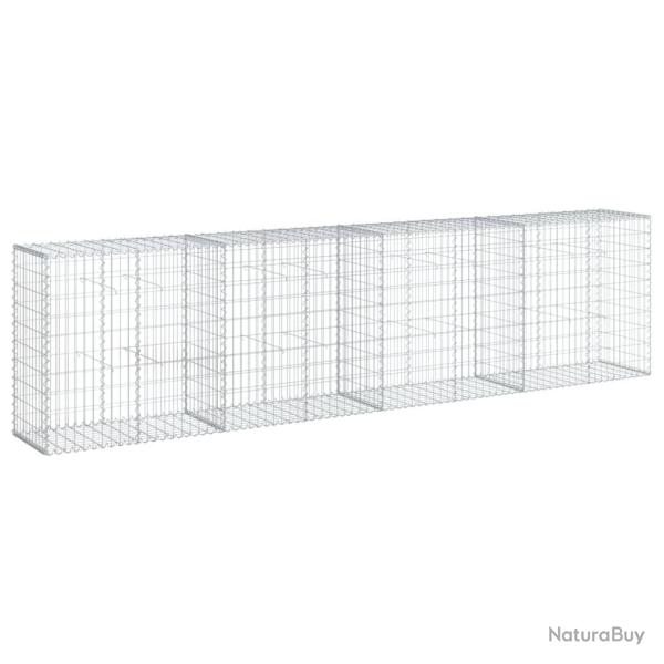 Panier gabion cl�ture cage mur de sout�nement avec couvercle 400 x 50 x 100 cm fer galvanis� Argent